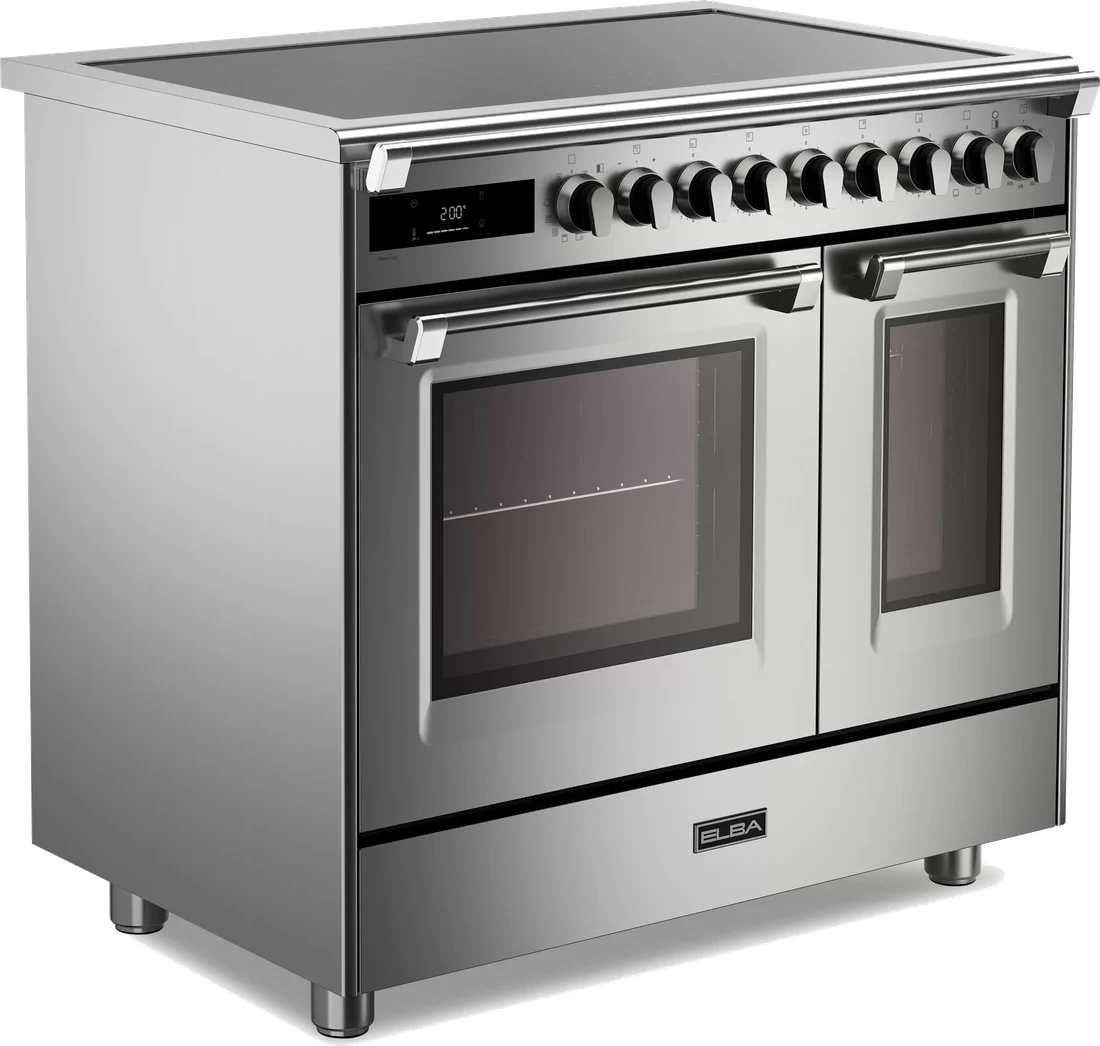 Elba Italia Bassano EBS 965T IMXX. 90 cm induktionsspis i rostfritt med dubbla ugnar.